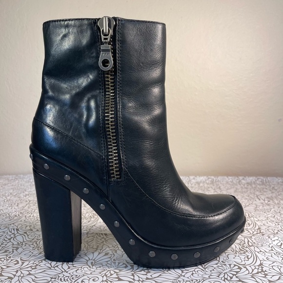 Kork Ease Ryanne Black Leather Studded Ankle Boots Platform - Picture 1 of 14